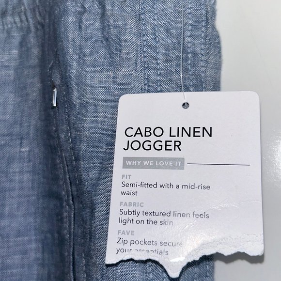 NWOT ATHLETA Cabo Linen Jogger Pants {530642} Chambray Blue Size 16 - Picture 3 of 9
